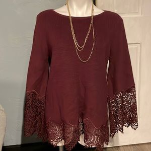 Chicos pullover lace sleeve sweater